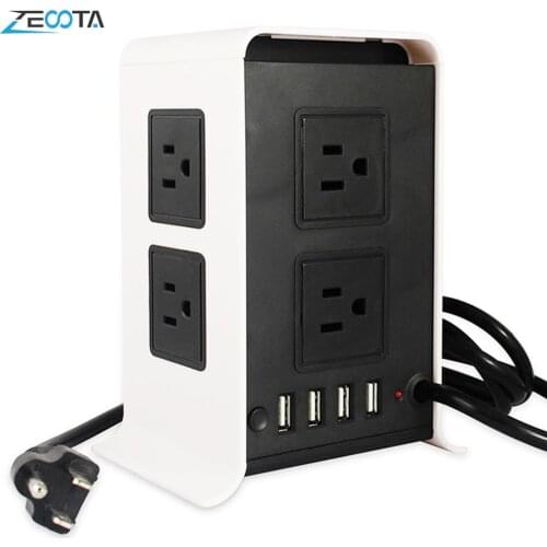 Power Strip Vertical Tower Regleta Enchufe Electrical Socket Surge Protector US Plug Outlet Adaptors Switch 6ft Extension Cord