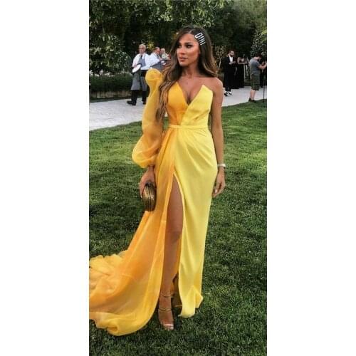 Vkbridal Sexy V-Neck Mixture Color Prom Dresses with Slit Long Chiffon Party Dresses V Back Formal Evening Gowns for Women