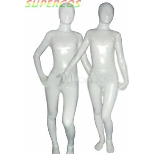 High Quality Halloween Carnival Party Halloween White Metallic Zentai Suit