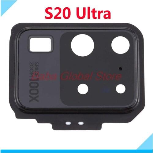 Rear Back Camera Glass Lens With Frame For Samsung Galaxy S20 Ultra Lens with Adhesive Sticker Spare Parts