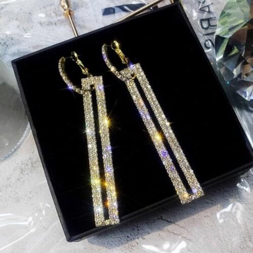 Women Korean Simple Style Hollow Ear Clip Temperament Sweet Rectangular Metal Geometric Earrings Fashion Jewelry