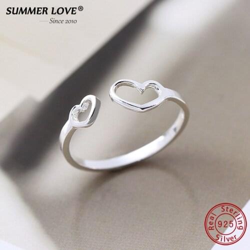 Sales Sterling silver jewelry heart love 925 silver rings for girls gift Fine jewelry dropshipping