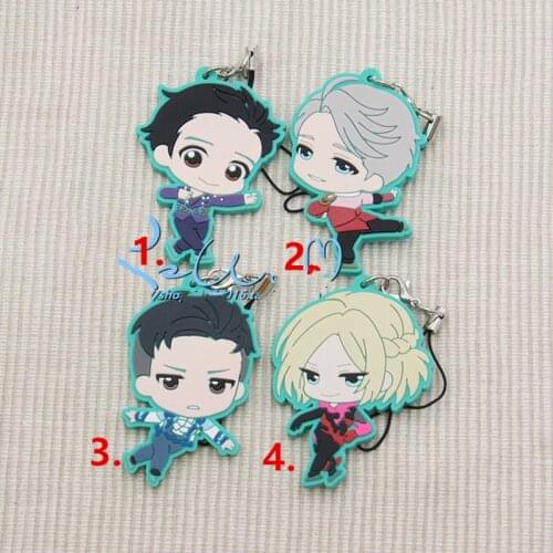 1pcs Otaku Skating Anime Yuri On Ice Yuri on ice Victor Katsuki Yuri Plisetsky Otabek Keyring Phone Strap Pendant Keychain