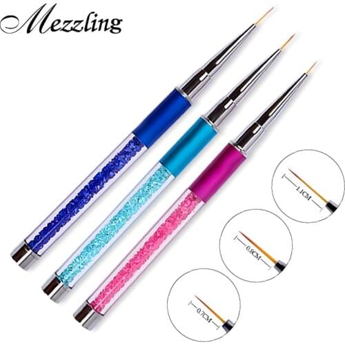 1Pcs Rhinestones Handle Design Nail Art Brush Pen For DIY Drawing Liner Sculpture UV Gel Nail Brush Manicure Nail Tools