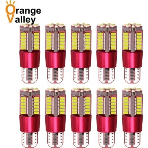 10Pcs CANBUS T10 W5W No OBC Error 57Led 3014 Car Led Wedge Light Marker Side Dome Turn Reverse License Plate Lamp 57smd