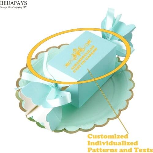 100pcs Personalized Customizing name date logo wedding christmas baby shower DIY Creative candy box custom-made merci wedding