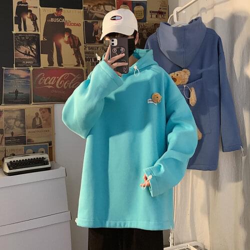 2021 Winter New Woman Solid Color Hooded Mens Casual Oversize Hoodies Sweatshirts Korean Streetwear Clothing