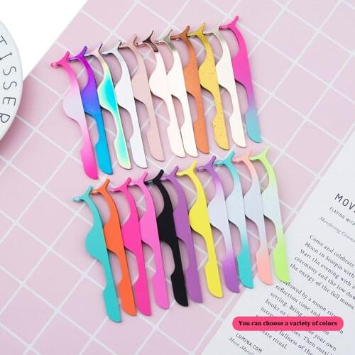 24 Colors False Eyelash Tweezers Makeup Tools Fake Eye Lash Applicator Eyelash Extension Curler Nipper Auxiliary Clip Clamp