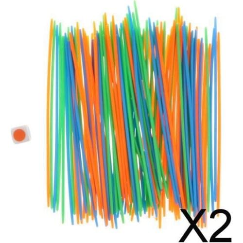 2x100 Pieces Plastic Classic Colored Pickup Sticks Game Party Favors Kids Toy