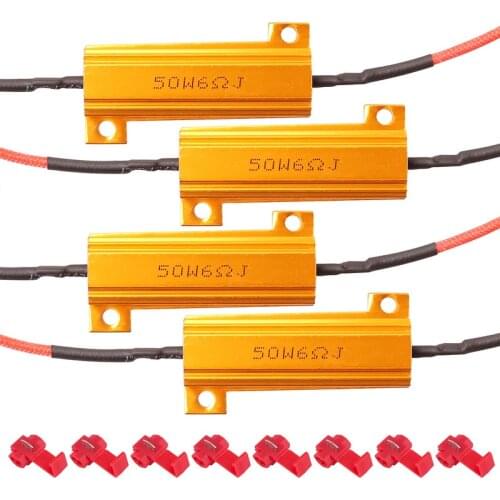 4pcs 6ohm 50W Load Resistor Canbus Anti-Flashing Decoders For LED bulb Reverse Light Turn Signal Fog Lamp Daytime Running Light