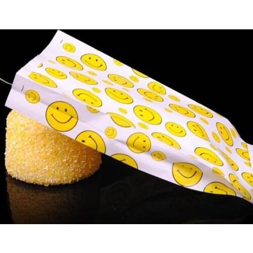 450pcs/lot smiling face pattern pie package bags egg tart bags french fries bags oil paper bag