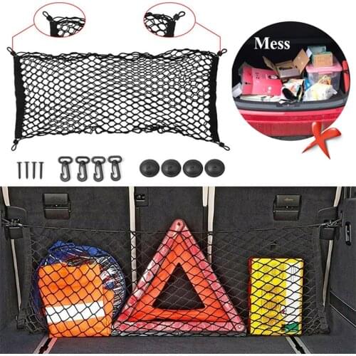 Car Back Rear Mesh Trunk Seat Elastic String Net Nylon Universal Storage Bag Pocket Cage Auto Organizer Seat Back Bag For SUV