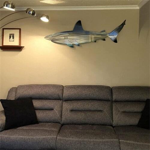 Hollow-out Carved Shark Wall Decoration Hanging DIY Craft for Living Room Bedroom