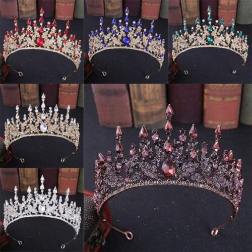 Big Wedding Crown Bridal Headpiece Gold Rhinestone Crystal Diadem Queen Crown Princess Tiaras Jewelry Wedding Hair Jewelry