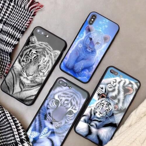 Animal tiger Cub Tempered Glass Phone Case For iPhone 6 6plus 7 plus 8 8plus 5 5S 5C SE For iPhone X XS XR XS Max