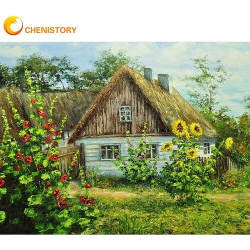 CHENISTORY Frame DIY Painting By Numbers House Landscape Countryside Acrylic Handpainted On Canvas Picture By Numbers For Home
