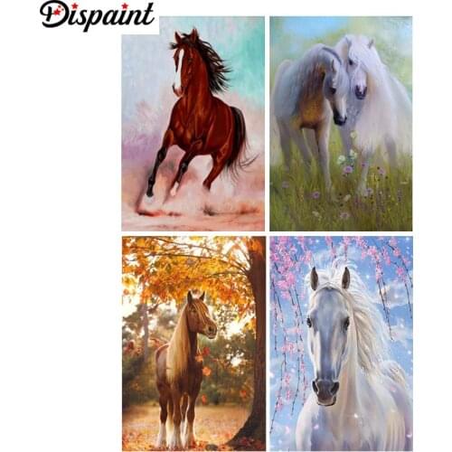 Dispaint 5D Diy Diamond Painting Cross Stitch "Animal horse flower" Home Decor Full Rhinestones Inlay Diamond Embroidery