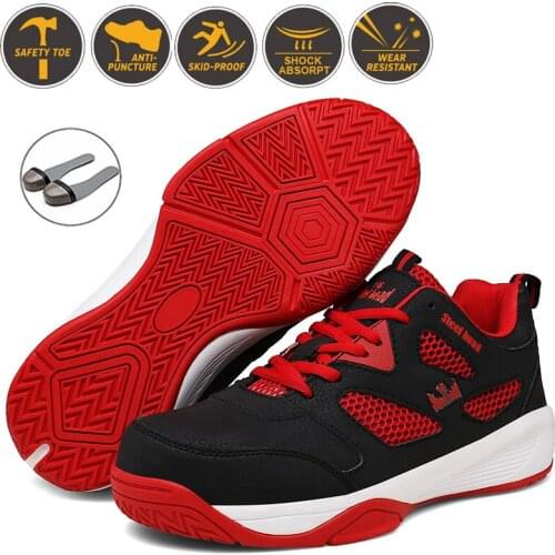 Breathable Leather Safety Steel Toe Work Boots Male Anti-smash Indestructible Sneakers Men Quality Waterproof Worker Shoes 2021