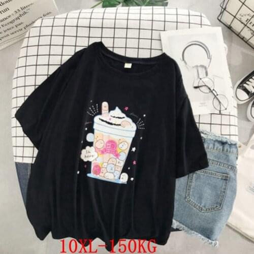 Large size womens T-shirt plus size 7XL 8XL 9XL 10XL summer round neck short sleeve loose black and white red big T-shirt top