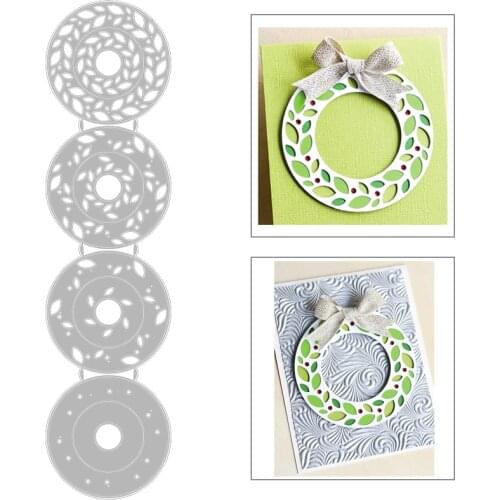 2020 New Round Wreath Embossing Layered Metal Cutting Dies For DIY Cut Paper Making Circle Background Card Scrapbooking NO Stamp