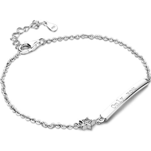 New Arrivals Love gift Fashion Hot Simple Lettering the only love Bracelets For women & girl 925 Sterling silver Charm jewelry