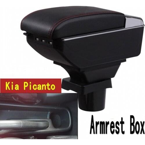 For KIA Picanto armrest box central Store content box with cup holder ashtray USB Picanto armrests box