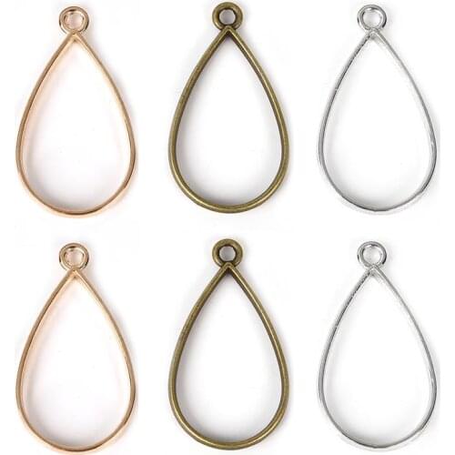 Drop Open Back Bezel Geometric Hollow Blank Base Pendant Charm Pressed Flower Blank Frames Necklace Earrings Bracelet Findings