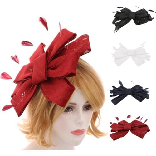 Sinamay Fascinator Hat Hair Comb Cocktail Headwear for Bridal Headpiece with Veil Hair Clip