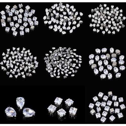10pcs strass Sew on Clear cubic Zircon Crystal Zirconia Sewing On rhinestones DIY Jewelry garments Accessories Decorations