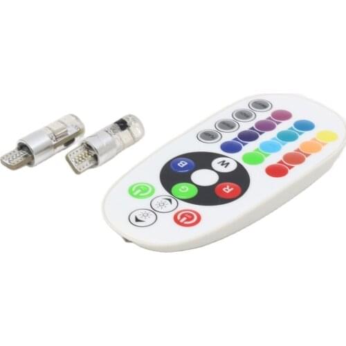 T10 194 168 W5W 5050 SMD RGB Car Reading Wedge Light Lamp 6 LED 16 Colors LED Flash/Strobe Bulb With Remote Controller