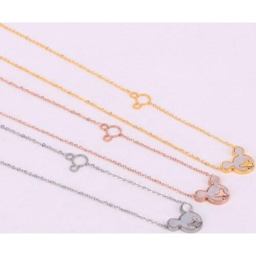 Temperament shell cartoon lucky Mickey Necklace cute girl mouse clavicle chain