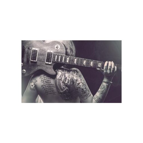 Living room home wall decoration fabric poster women nude back guitar tattoo long hair body black and white photos