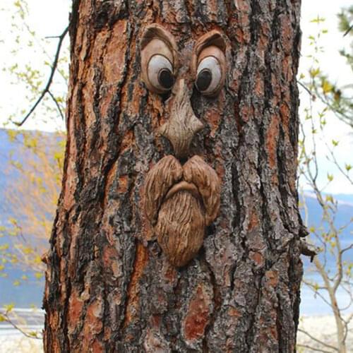 Tree Monster Five Senses Decoration Amusing Easter Tree Decor Hanging Tree Old Man Face Garden Decor Halloween Holiday Decor