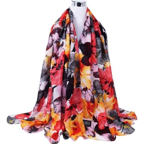 Spring Woman scarf women fashion long Echarpe Flower printed scarves Ladies stoles warm shawls hijab V8A18442