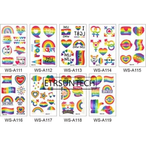 500pcs LGBT Pride Day Temporary Tattoo Sticker Rainbow Pattern Love is Love Fashion Body Art Men Women