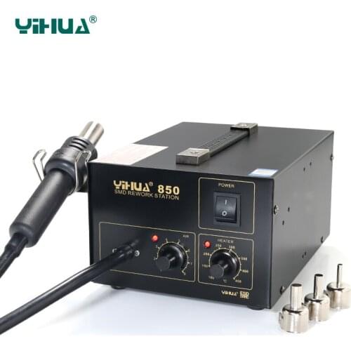 YIHUA 850 3 Nozzles Hot Air Soldering Station SMD Rework Station Lead Free with Heat Gun Free Shipping 56*34*62cm 6A