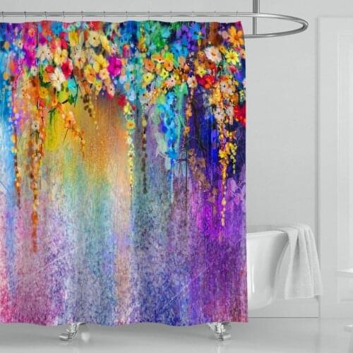 COLORFUL KING Feather Foral Printed Cartoon Animals Shower Curtains Bath Products Bathroom Decor with Hooks Waterproof Rideau