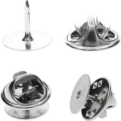 50Pcs/pack Gold Silver Tie Tacks Blank Pins with Clutch Back 10mm Pad and 8mm Post for Tie Tacks Jewelry Making Squeeze Badge