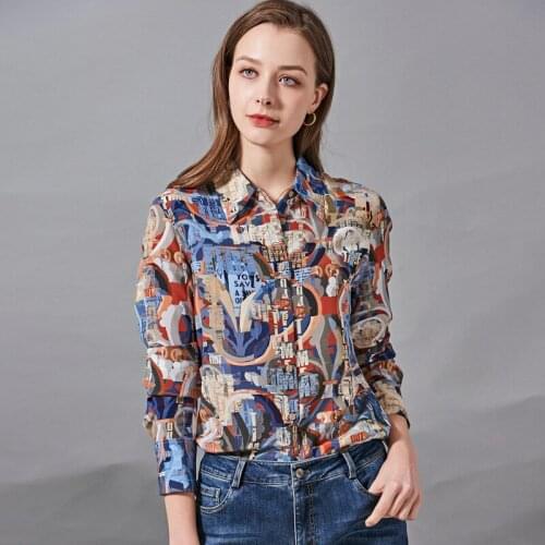 Womens Blouses and Tops Silk coffee art letter Floral Office Formal Casual Shirts Plus Large Size Spring Summer Sexy Haut Femme