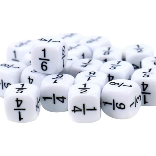 10 Pcs/set Fraction Dice White 16*16mm Fractional Number Dices Montessori Educational Kids Math Toys for Children Games Toys