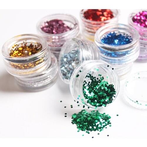 12 Colors/Box Mix Mini Round Nail Art Glitter Powder Pots Paillette Discs For 3D UV Gel Acrylic Nail Art DIY Shining Decorations