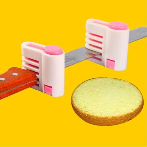 2 Pcs 5 Layers Cut Bread Knife Splitter Toast Slicer Bread Cutter Food-Grade Plastic Cake Bread Cutter Pink