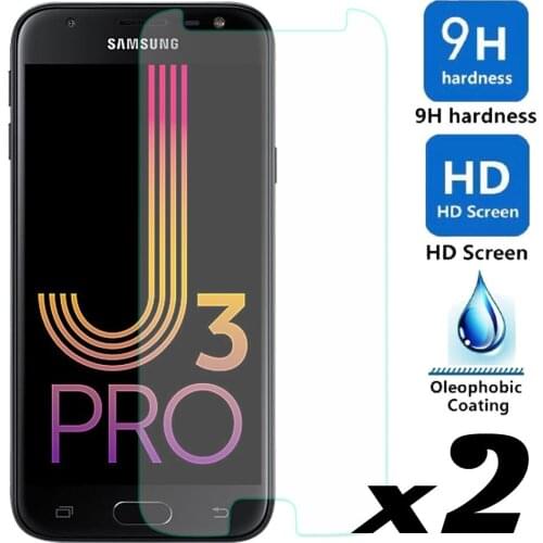 2 x Tempered Glass Screen Protector Explosion-proof Scratch Resistant Films For Samsung Galaxy J3 2017 J330F J330G / J3 Pro (EU)