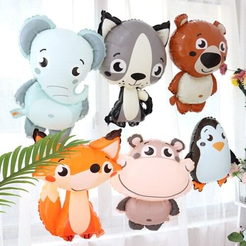 25pcs Cartoon animal balloons Elephant tiger penguin fox Jungle Balloon Birthday party decoration kids toys globos baby shower