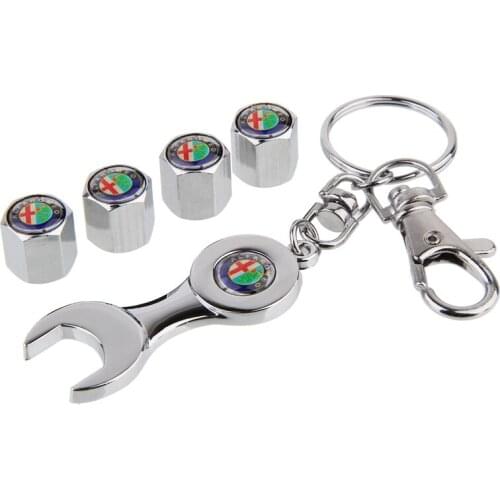 4pcs/set Wheel Valve Caps Tyre Air Cover Wrench for Alfa Romeo 147 159 156 Mito Giulietta GT Brera Spider Vehicle Accessories