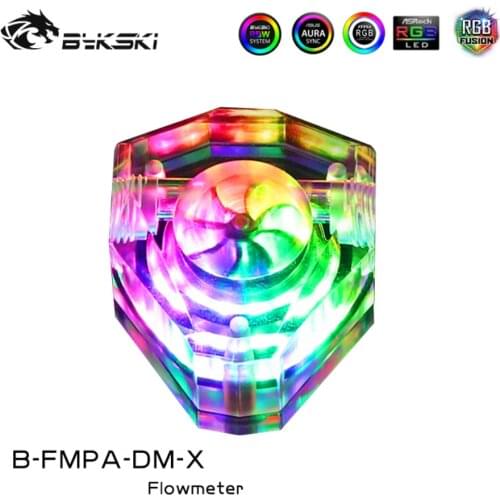 Bykski Diamond Flowmeter Water Cooling System Monitor Acrylic A-RGB 5V Triangle Water Flow Sensor Transperant Cooler B-FMPA-DM-X