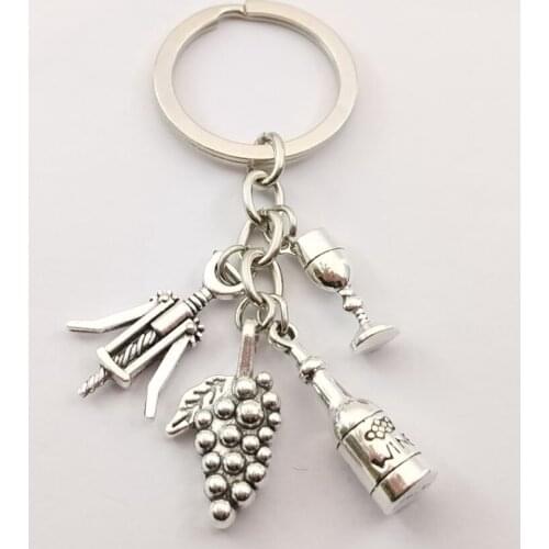 Red Wine Glass Charm Keychain Cheers Jewelry GIfts For Wine Lover Wine Bottle Opener Charm Keyring