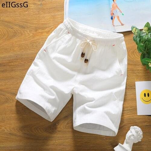 Brand Mens Summer Fashion Solid Color Casual Shorts 2021 Thin Breathable Cotton Loose Shorts Mens Short Casual Fitness