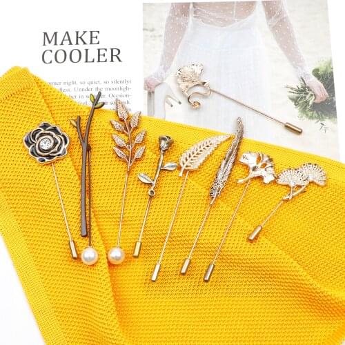Mens Golden Black Luxury Brooches Various Leaf Ginkgo Fower Pin Chic Fashion Men Suit Shawl Collar Lapel Pins Daily Accessory