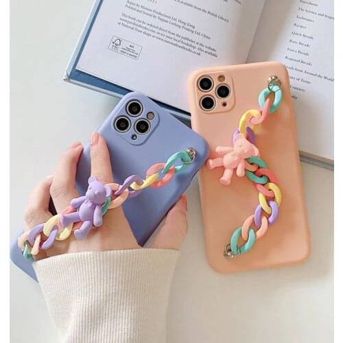 Case for VIVO Y20 Y30 Y50 Y70S Y11 Y12 Y15 Y17 Y19 Y91C Y93 Y95 Y97 Y81 Y85 Y71 S1 Z5 Z6 S6 S7 Candy Pendant Bear Bracelet Cover